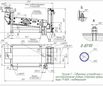 Чертеж Чертеж сепаратора фракционного марки Р1-АСК с пневмоканалом