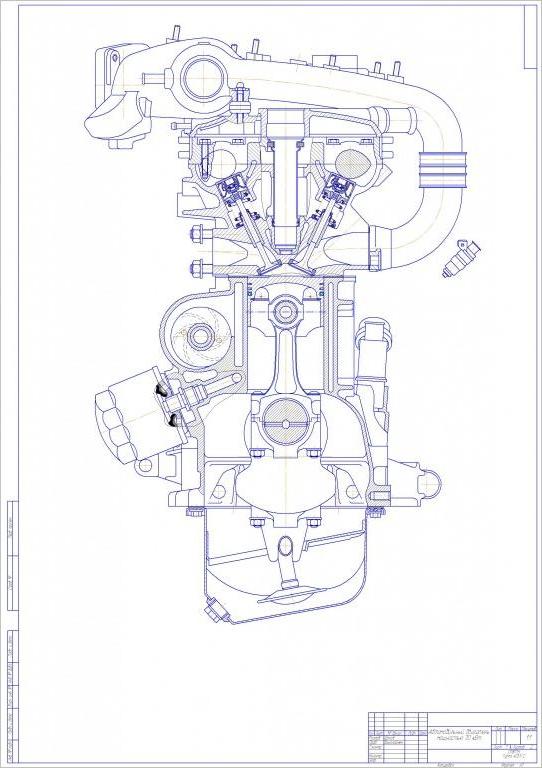 Чертеж Бензиновый двигатель ВАЗ 2112 70 кВт