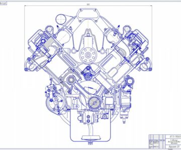 Чертеж Чертеж Двигателя V8 CommonRail