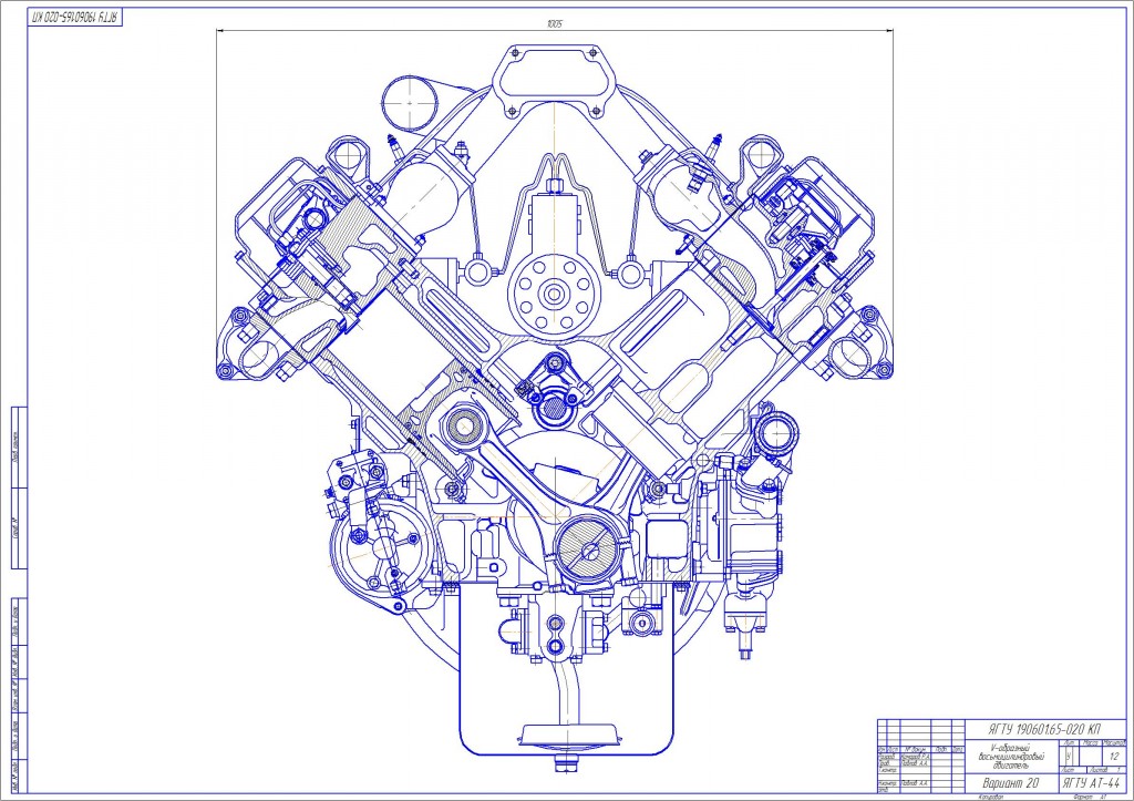 Чертеж Чертеж Двигателя V8 CommonRail