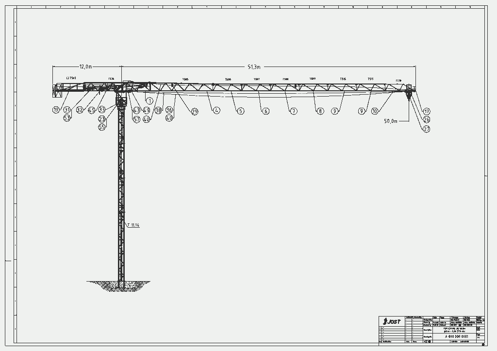 Чертеж Кран башенный JT-80