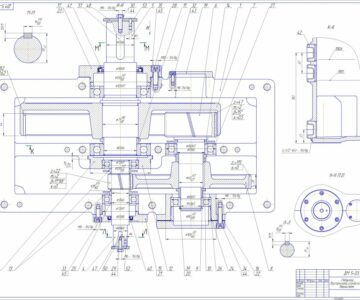 Чертеж Редуктор двухступенчатый цилиндрический (расчеты в Maple)