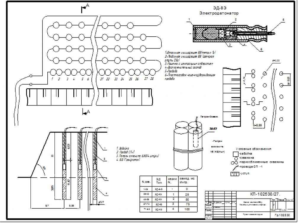 Чертеж Проект массового взрыва. Электродетонатор ЭД-8Э