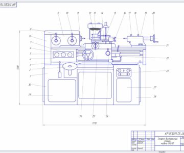 Чертеж Токарно-винторезный станок модели 1И611Па