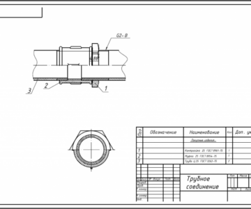 Чертеж трубное соединение муфтой с контргайкой 25