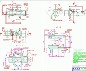 Чертеж Чертеж корпуса главного тормозного цилиндра
