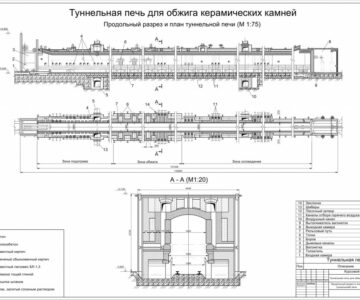 Чертеж Туннельная печь для обжига керамических камней