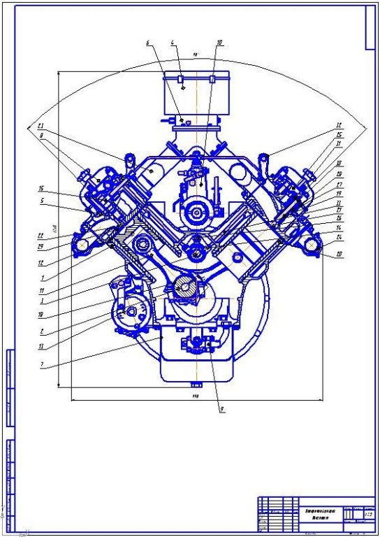 Чертеж Проектирование двигателя на шасси автомобиля КрАЗ-256Б