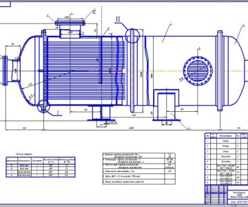 Чертеж Кожухотрубчатый теплообменник ø1000