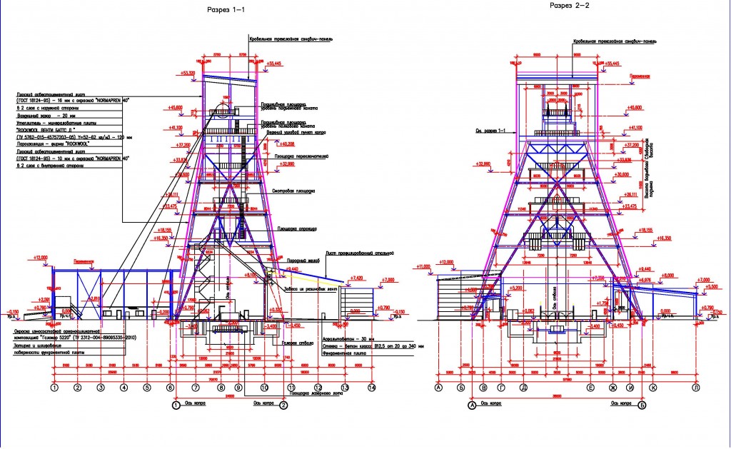 Чертеж Копер шахтного ствола