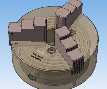 3D модель Трехкулачковый самоцентрирующий токарный патрон 3D сборка с механизмом