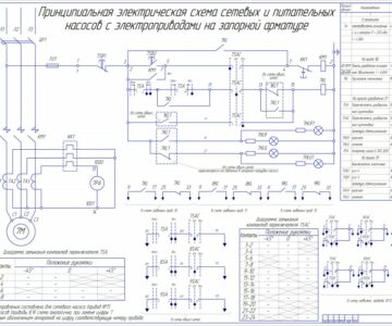 Чертеж Принципиальная электрическая схема подключения сетевых насосов