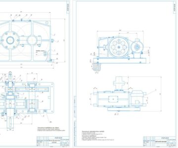 Чертеж Привод шнекового транспортёра с двухступенчатым соосным редуктором uр=9