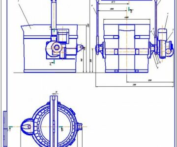 Чертеж Чертеж литейного ковша с приводом наклона