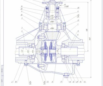 Чертеж Главная передача  лесовоза  УРАЛ-375