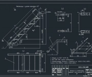 Чертеж Лестницы маршевые Серия 1.450.3-7.94