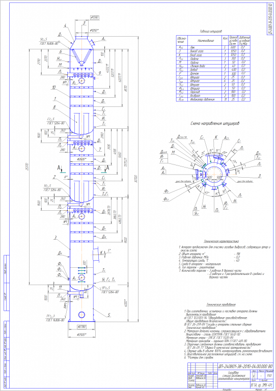 Чертеж Скруббер секции разложения апатитового концентрата