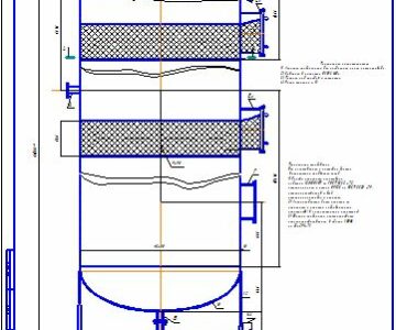 Чертеж Ректификационная насадочная колонна метанол-вода d=2400