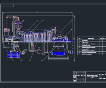 Чертеж Одноцилиндровая осевая активная конденсационная турбина