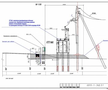 Чертеж Электроснабжение автодороги категории 1Б М-5 «Урал» от одной из 7 трансформаторных подстанций участка проектирования: КТП №6 — подъезд к Уфе (Шакша) 3 й категории.