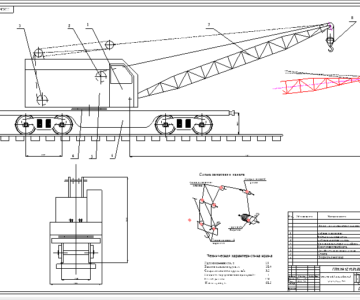 Чертеж Кран стреловый железнодорожный