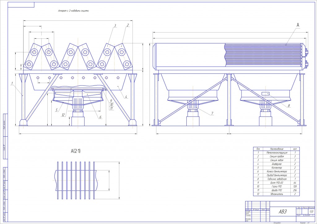 Чертеж Аппарат воздушного охлаждения АВ3