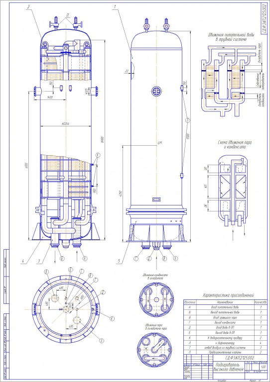 Чертеж Подогреватель высокого давления ПВД
