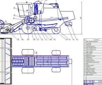 Чертеж Принципиальная схема комбайна КЗ-14