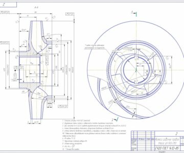 Чертеж Колесо рабочее правое насоса ЦН 910-310