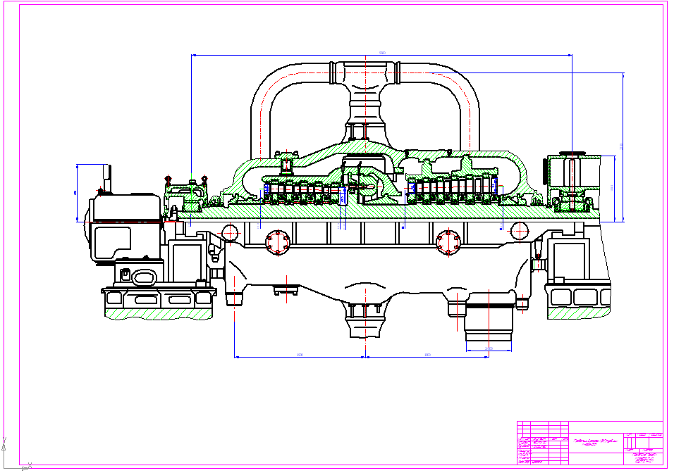 Чертеж Продольный разрез ЦВД турбины К-800-23,5