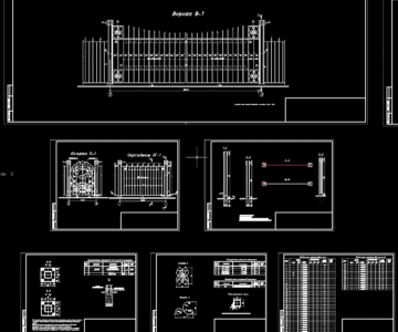 Чертеж Ворота металлические с фундаментами