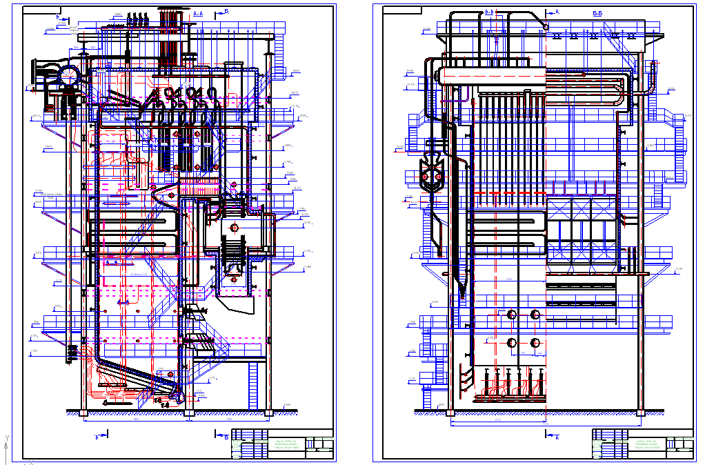 Чертеж Чертеж котла ТГМЕ-464