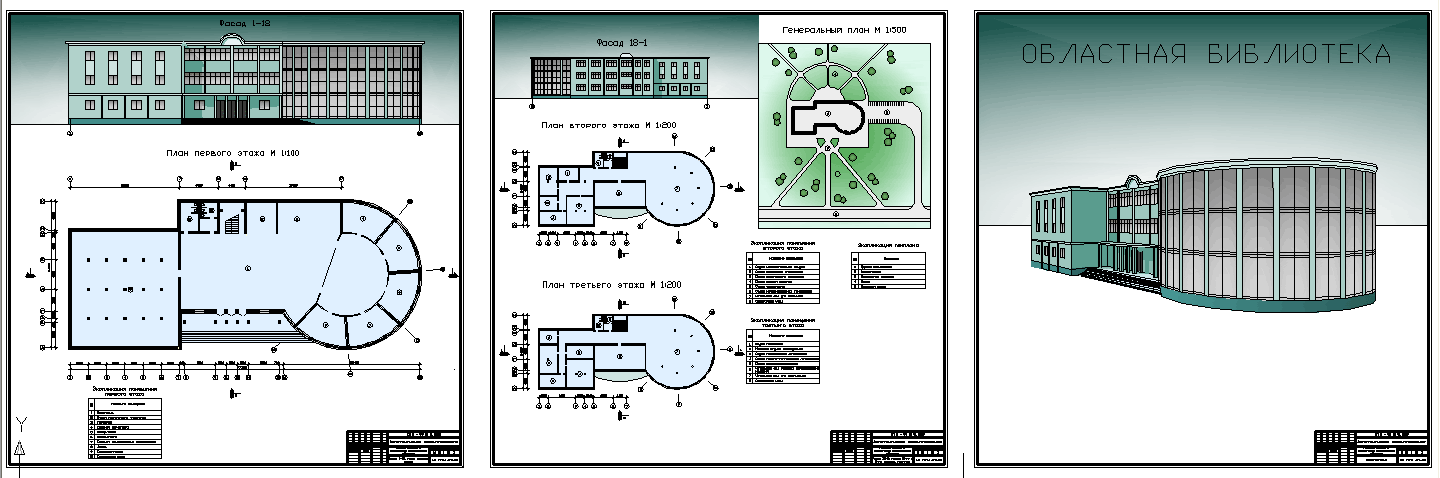 Чертеж Здание областной библиотеки