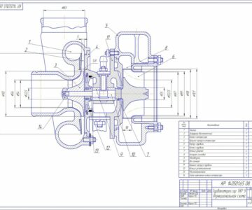 Чертеж Радиальный турбокомпрессор ТКР 9