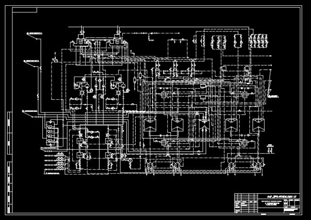 Чертеж Развернутая тепловая схема турбоустановки К-1000-60/3000