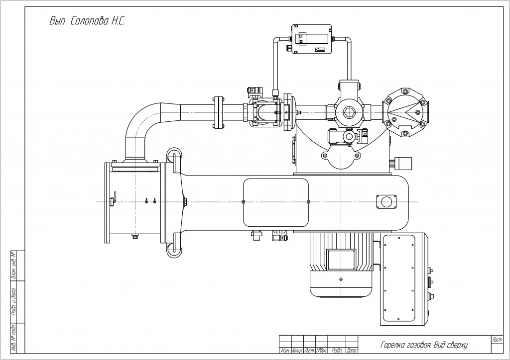 Чертеж Чертеж газовой горелки URG6Z турецкой фирмы URET