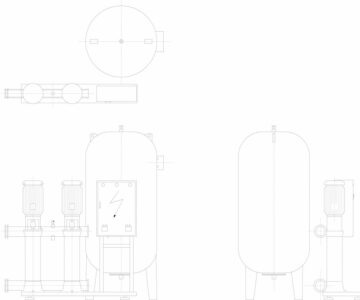 Чертеж Гидрофор-ресивер с двумя насосами, серии DS