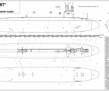 Чертеж USS "PERMIT" SSN-594 Ударная атомная подводная лодка