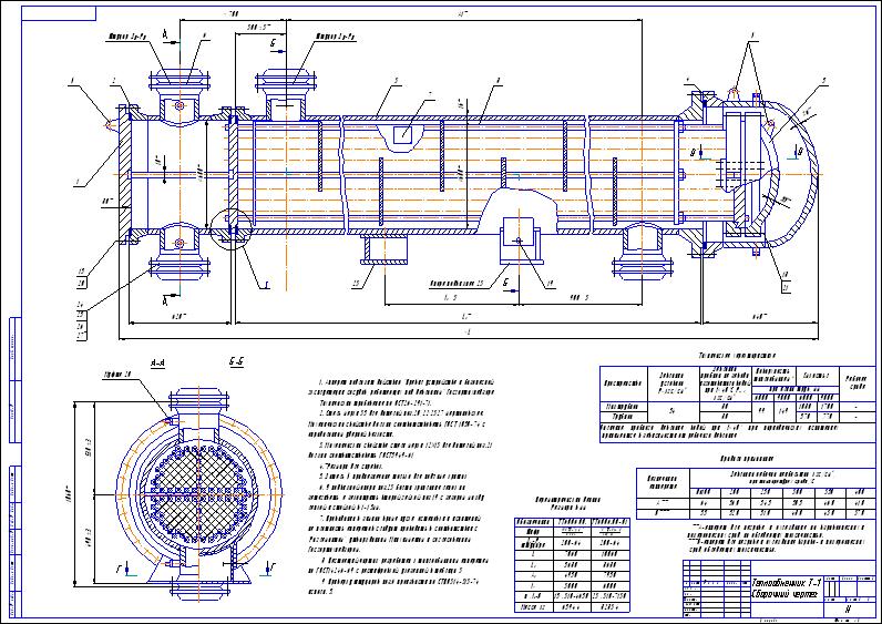 Чертеж Теплообменник с плавающей головкой 600ХПГ