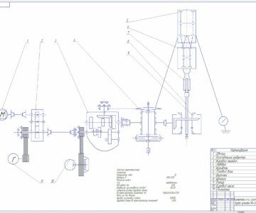 Чертеж Кинематически схема буровой установки УРБ-2А2