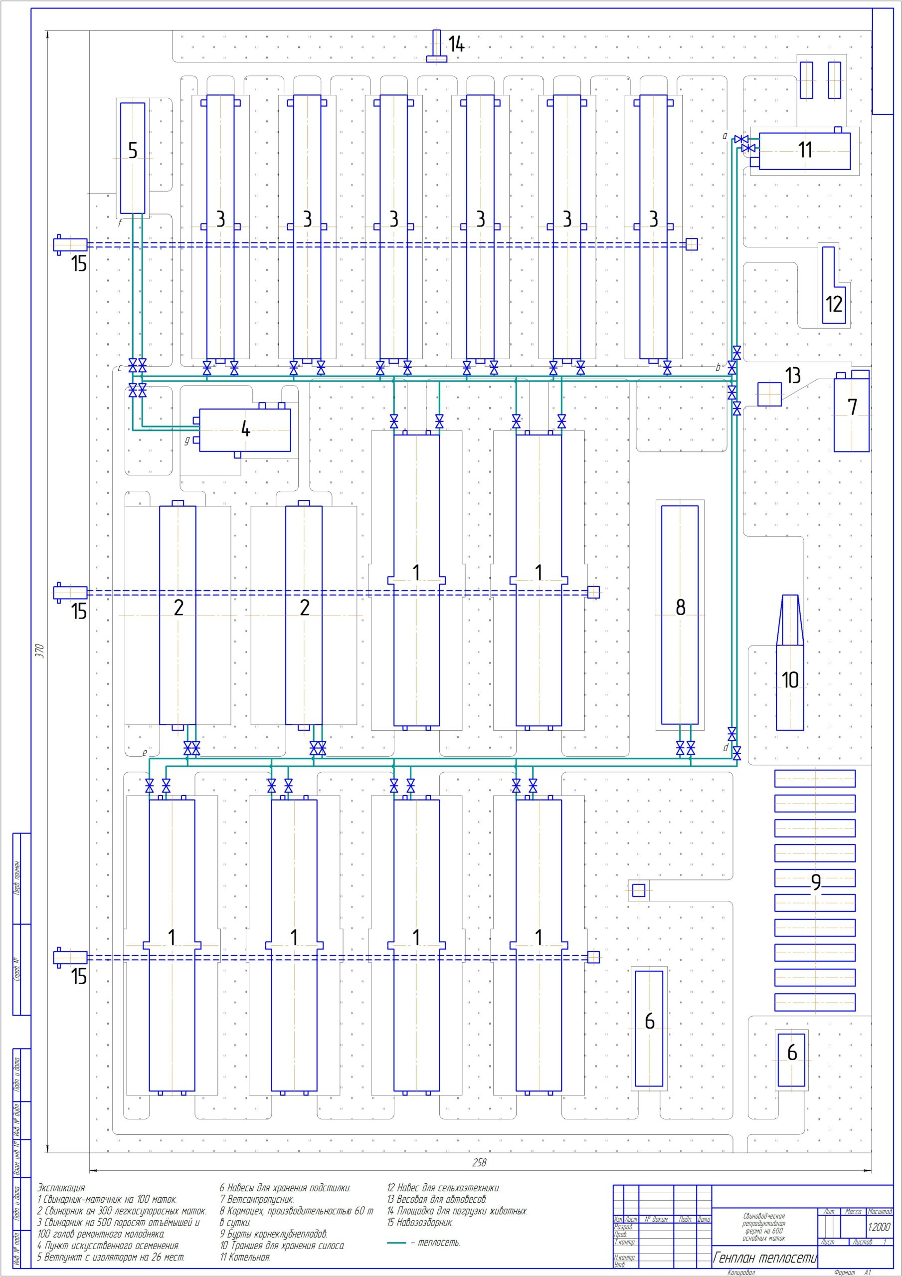 Чертеж Проектирование теплоснабжения предприятия АПК