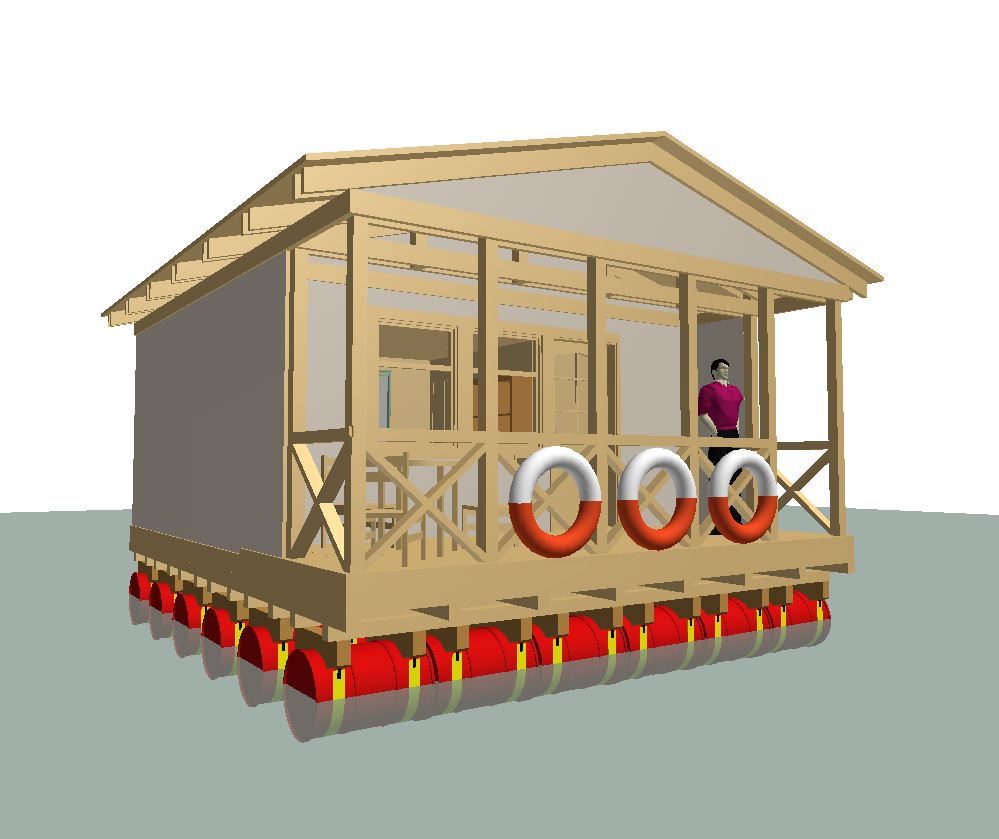 3D модель Домик плавающий 6х5 метров
