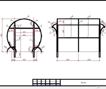 Чертеж Беседка с покрытием из поликарбоната