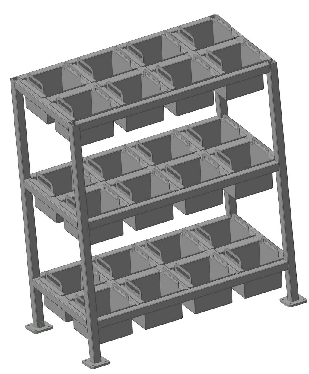 3D модель Стеллаж для хранения мелких деталей насыпным способом