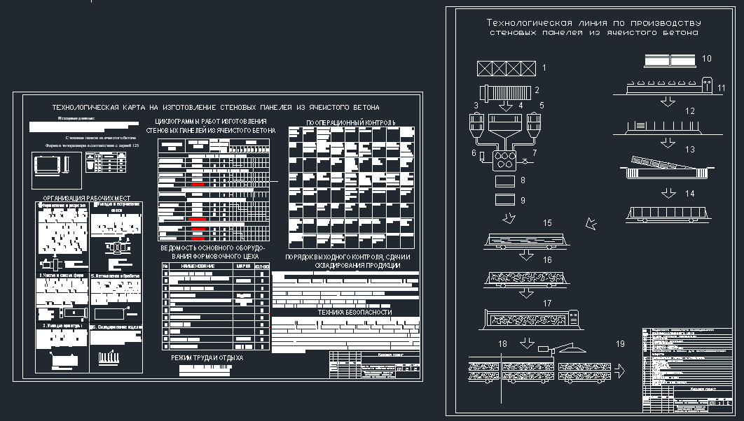 Чертеж Цех по производству стеновых панелей из ячеистого бетона