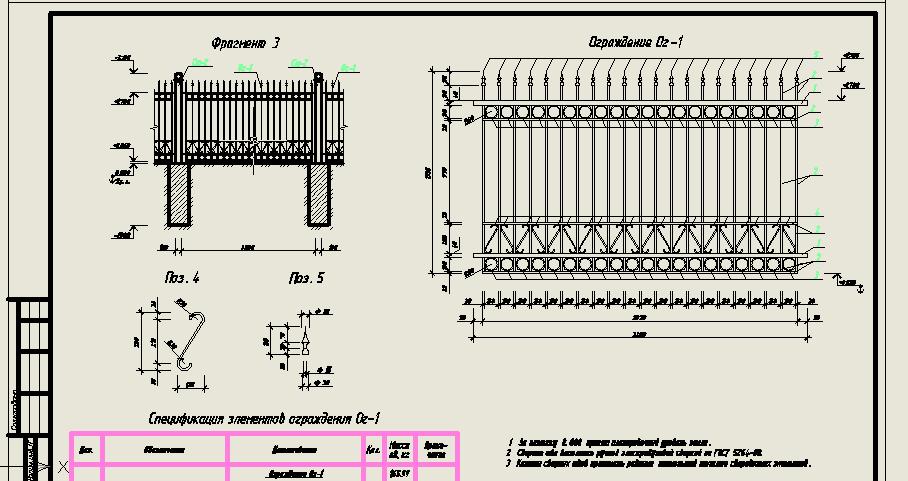 Чертеж Кованное ограждение территории