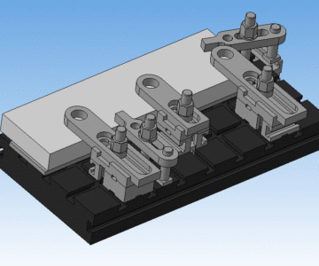 3D модель Кондуктор для сверления трех отверстий в стойке в КОМПАС-3D