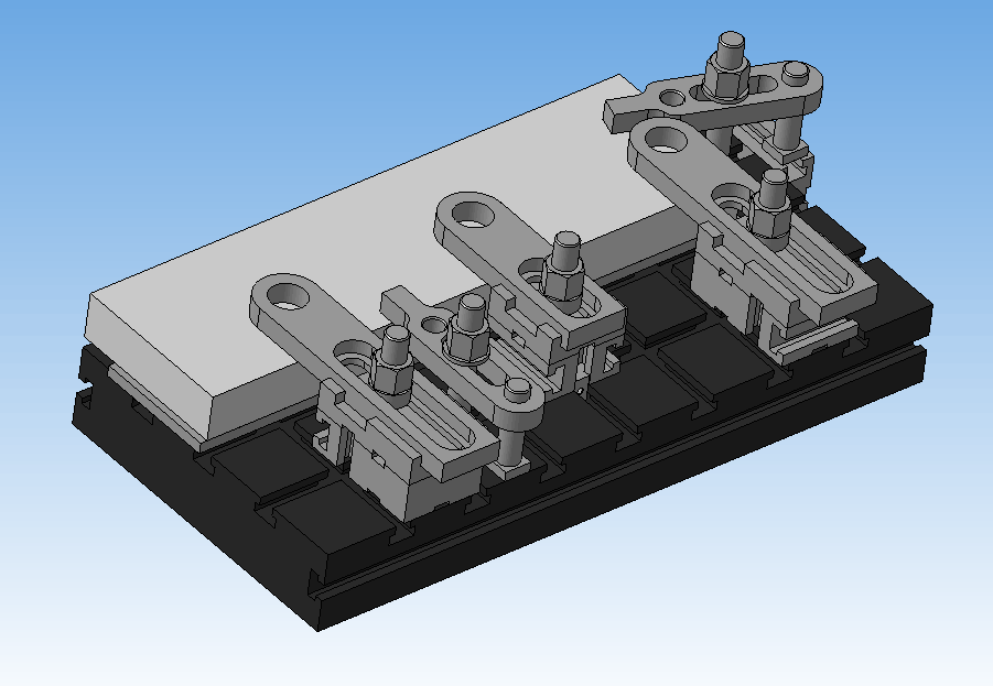 3D модель Кондуктор для сверления трех отверстий в стойке в КОМПАС-3D