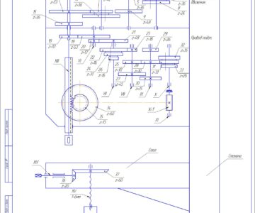 Чертеж Кинематическая схема станка 2н135