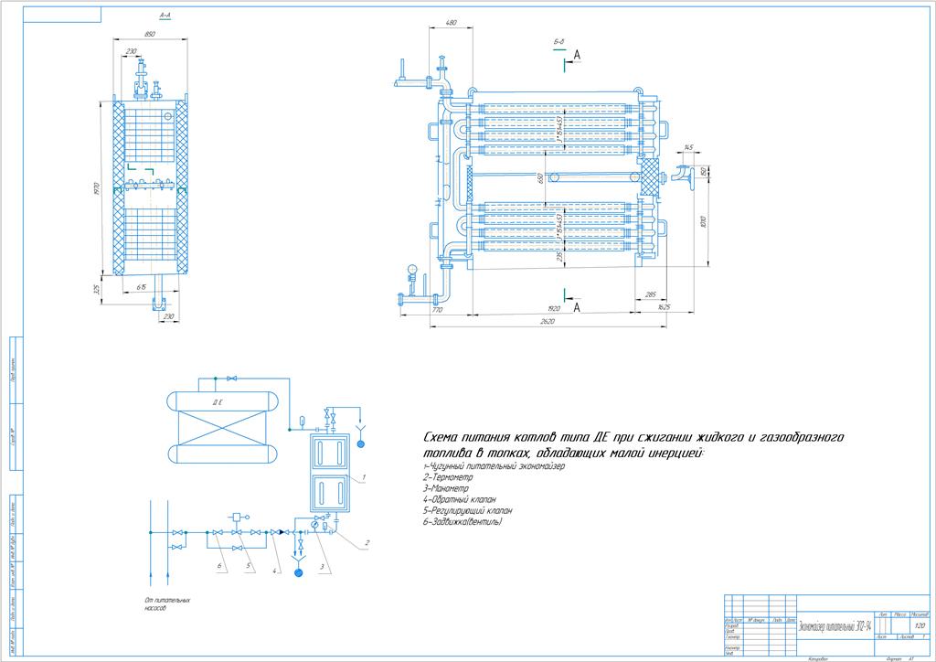 Чертеж Экономайзер питательный ЭП2-94